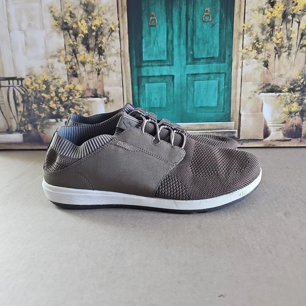 Olukai Makia Ulana Shoes Men's Brown Leather Nylon Lace-up - US 11.5